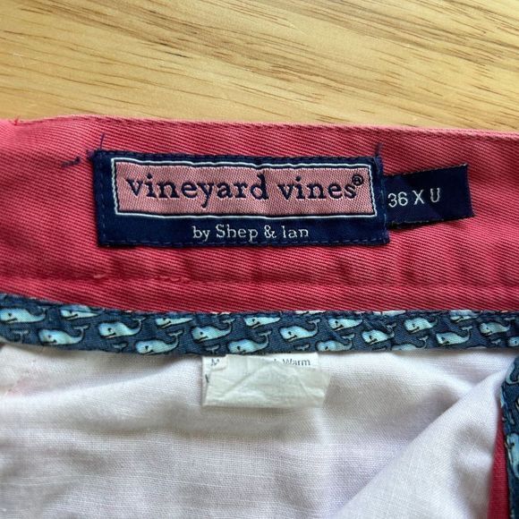 Vineyard Vines Mens 34 x 28 Flat Front Chinos Khakis Relaxed Straight Pink *read - Picture 3 of 5